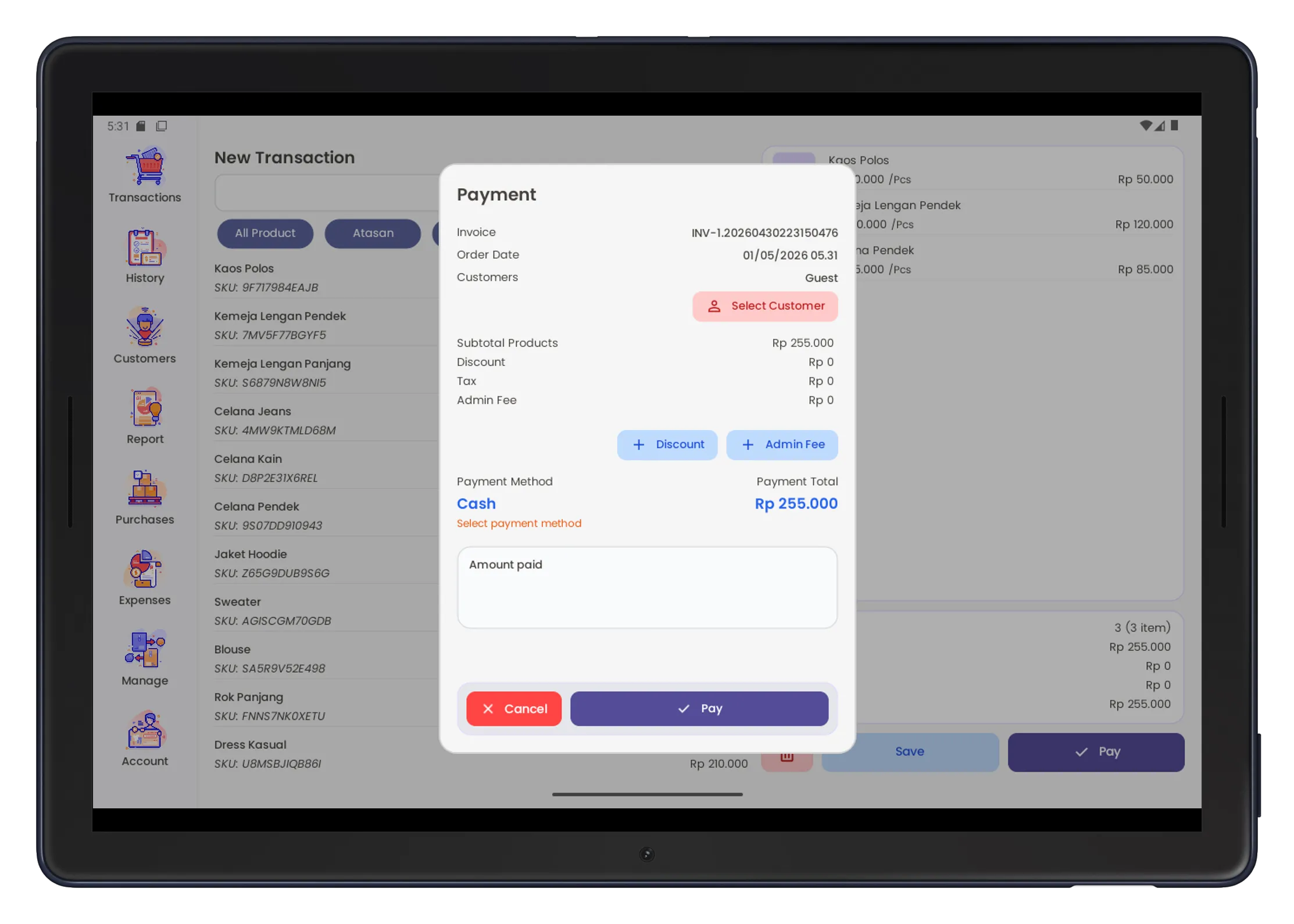 OrynPOS Aplikasi Kasir Dashboard